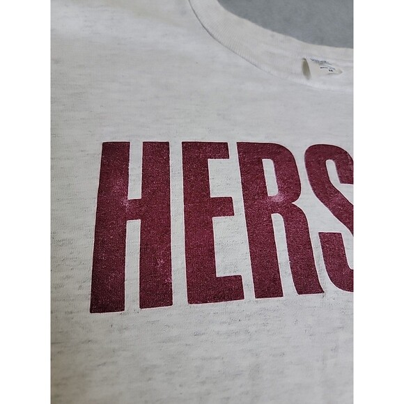 Vintage Hersey T Shirt Mens Medium White Single Stitch Spellout Logo 7 80s USA - Picture 4 of 12